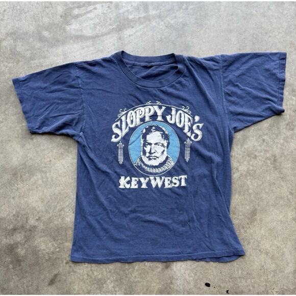 VTG Sloppy Joe's T-Shirt Mens Blue Key West Florida Ernest Hemingway 1990s Beach - Picture 1 of 8